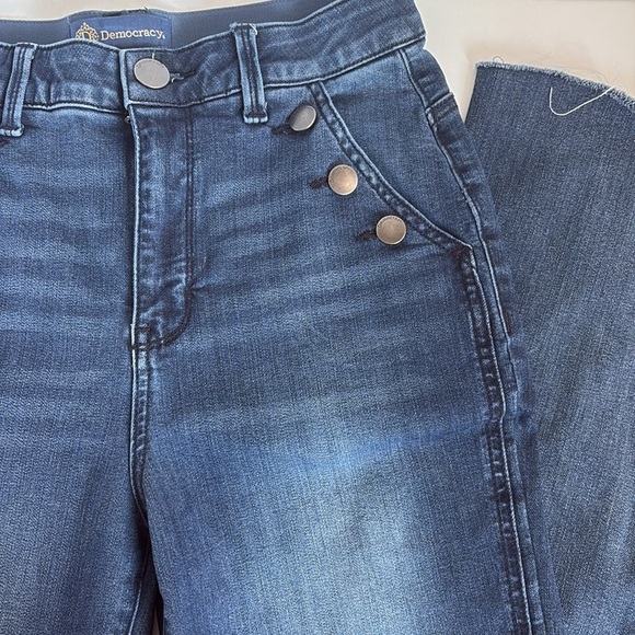 Democracy “Ab-Solution” Skyrise Flare trouser style blue jean dark wash - Picture 7 of 16